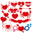 set of red hearts vector image