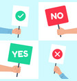 yes no posters holding protest banner in hand vector image vector image