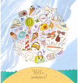 design template with color cartoon travel doodles vector image vector image
