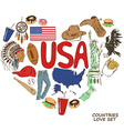 usa symbols in heart shape concept vector image