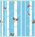 waxwings birds seamless pattern in winter forest vector image vector image