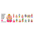 isolated ancient indian hindu gods big icon set vector image