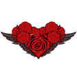 red heart with black wings and roses vector image