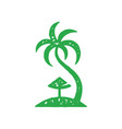curved natural palm tree with sun umbrella on wild vector image