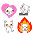cute cat set stickers isolated on white vector image vector image