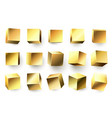 gold metal cube realistic geometric 3d square vector image