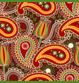 paisley seamless pattern and tulips over dark vector image vector image