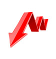 red down arrow financial statistic 3d symbol vector image