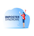 imposter syndrome woman trying on carnival masks vector image vector image