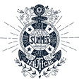 vintage label with an anchor and life buoy vector image