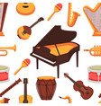 musical instruments flat icons seamless pattern vector image
