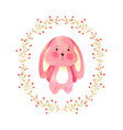 bunny in flower wreat watercolor cute rabbit vector image