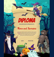 kids diploma certificate with halloween vector image vector image