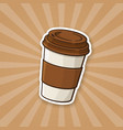 sticker disposable paper cup with coffee or tea vector image vector image