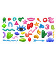 3d abstract shapes doodle liquid art cartoon eye vector image vector image