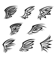 black tribal tattoo wings with decorative feathers vector image