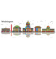 outline washington dc usa city skyline with color vector image