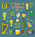 st patricks day hand drawn doodle set vector image