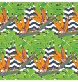 seamless background with palm leaves and tropical vector image vector image