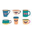 cup with smile doodle mug with smiley mouth vector image vector image