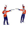 hussar characters dueling with guns isolated vector image