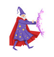 magician in a purple robe action colorful vector image