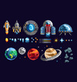 pixel design of spacecrafts and planets vector image