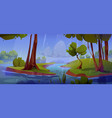 rainy weather in summer valley with river vector image vector image