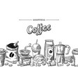 seamless doodle pattern coffee supplies package vector image vector image