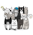 cute cat hand drawn cartoon style vector image