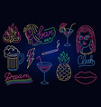 set fashion neon sign night light signboard vector image vector image