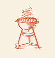 bbq grill open with hot air sketch style vector image vector image