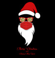 santa claus head label wears red surgical mask vector image vector image