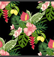 seamless pattern with tropical plants vector image vector image