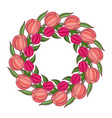 decorative spring frame with wreath of tulips vector image