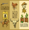 beautiful hand drawn set of wild west vector image