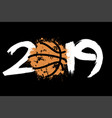 abstract number 2019 and a basketball from blots vector image vector image