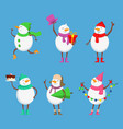 mascot design of funny snowmen xmas vector image