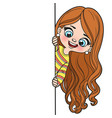 cute cartoon long haired girl peeking out from vector image
