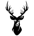 A black silhouette deer in forest circle Vector Image