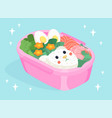 japan food in pink container concept vector image vector image