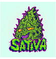 cannabis leaf sativa hand lettering word vector image vector image