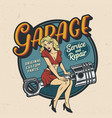 vintage colorful garage repair service logo vector image vector image