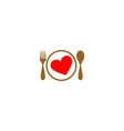love heart food dish logo vector image