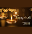 happy diwali gold candle light indian greeting vector image