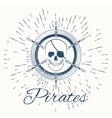 skull pirate and vintage sun burst frame vector image