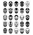 fighters masks mexican lucha libre silhouettes vector image