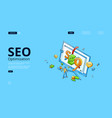 seo optimization isometric landing page web banner vector image vector image