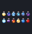 game magic potion witchcraft mystery bottles vector image