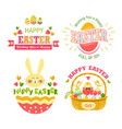 happy easter isolated icons religious holiday cake vector image